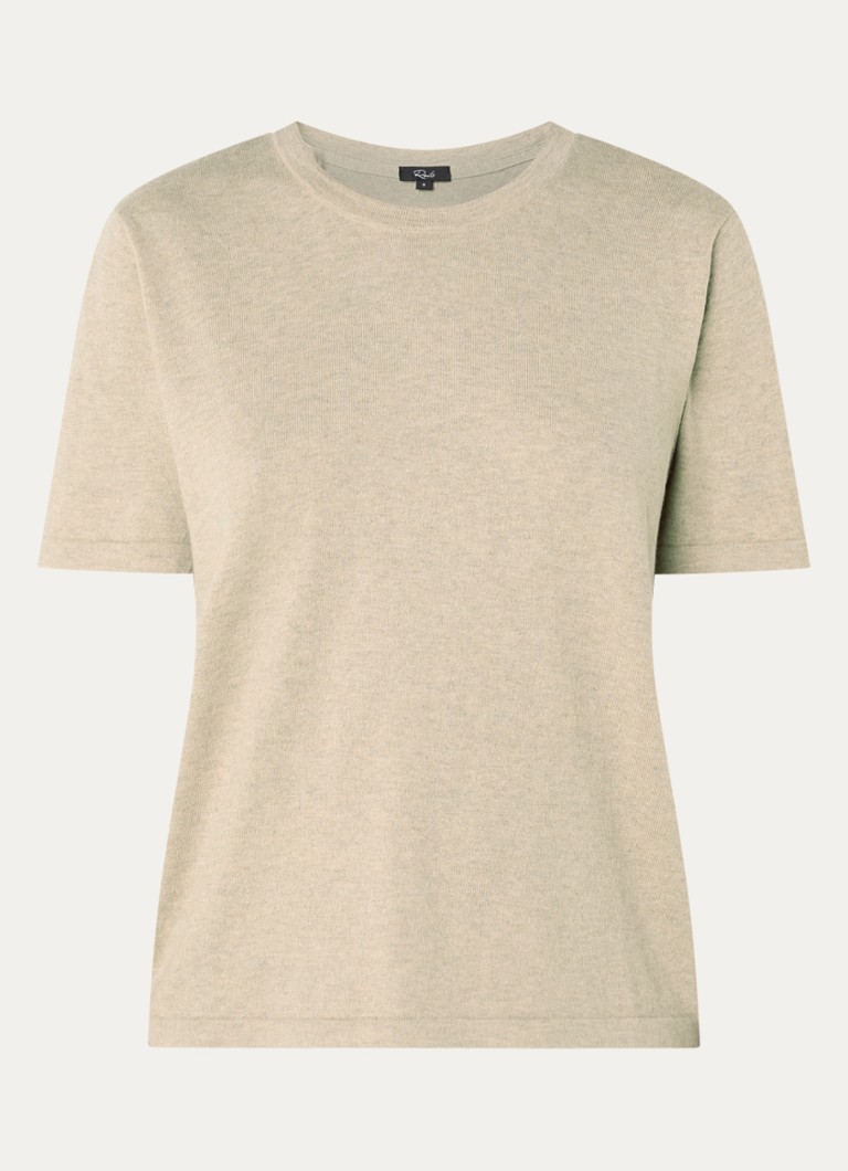 Rails Dames Fijngebreid T-shirt met ronde hals in de kleur Beige