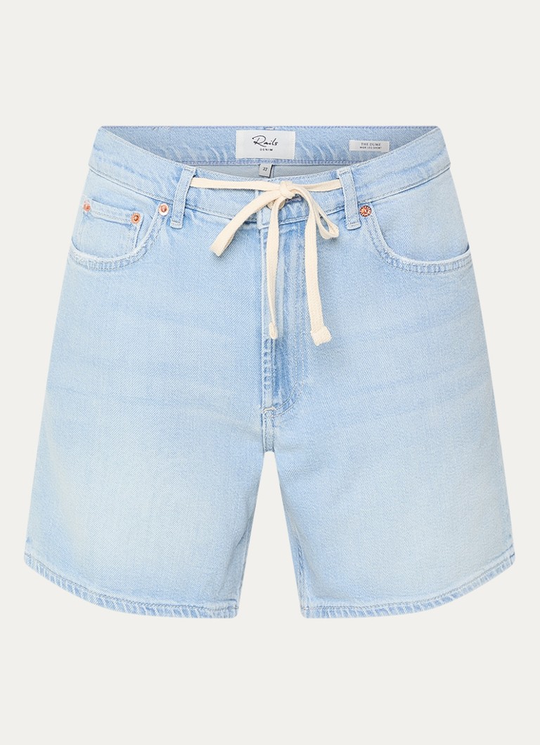Rails Dames Dume mid waist straight fit korte broek van denim in de kleur Lichtblauw