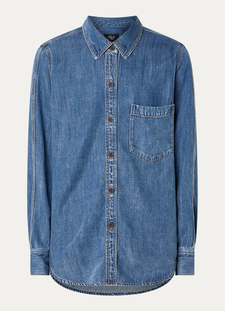 Rails Dames Atticus blouse van chambray met borstzak in de kleur Indigo