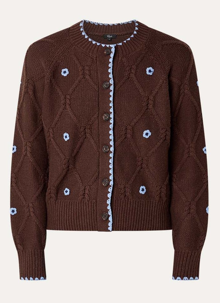 Rails Dames Laurie kabelgebreid vest met bloemenprint in de kleur Chocoladebruin