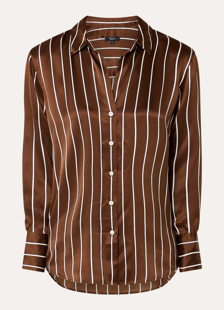 Rails Dames Dorian blouse van zijde met streepprint in de kleur Bruin