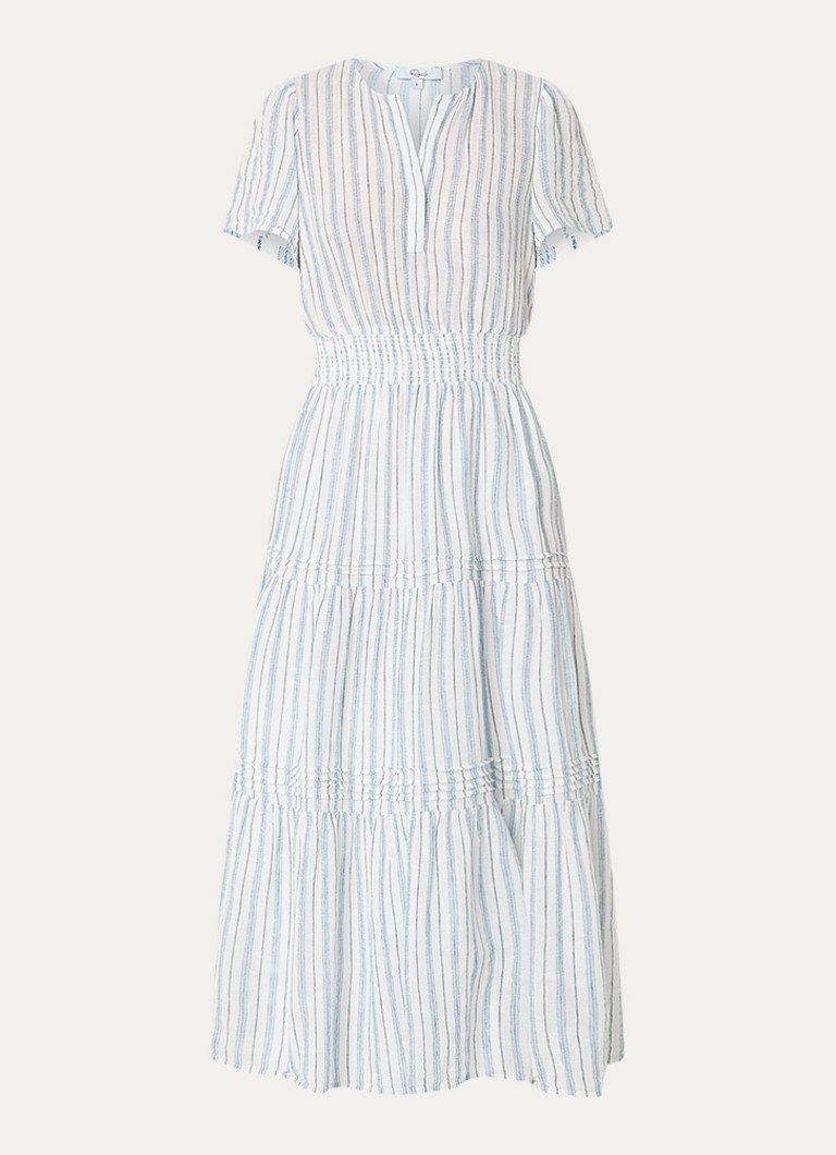 Rails Dames Midi jurk met streepprint en V-hals in de kleur Lichtblauw