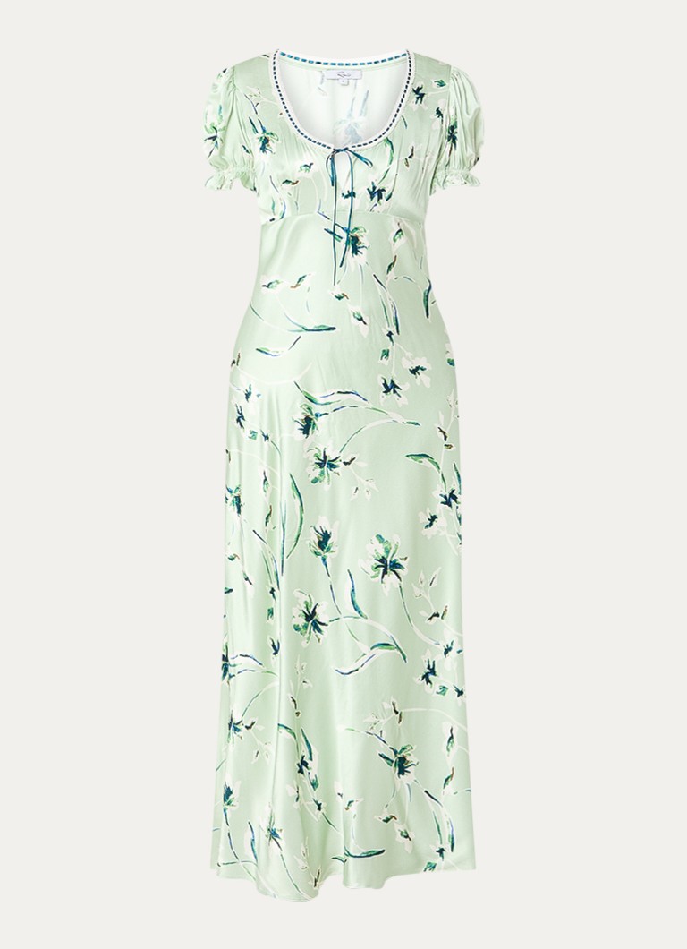 Rails Dames Maxi jurk met bloemenprint en ronde hals in de kleur Lichtgroen