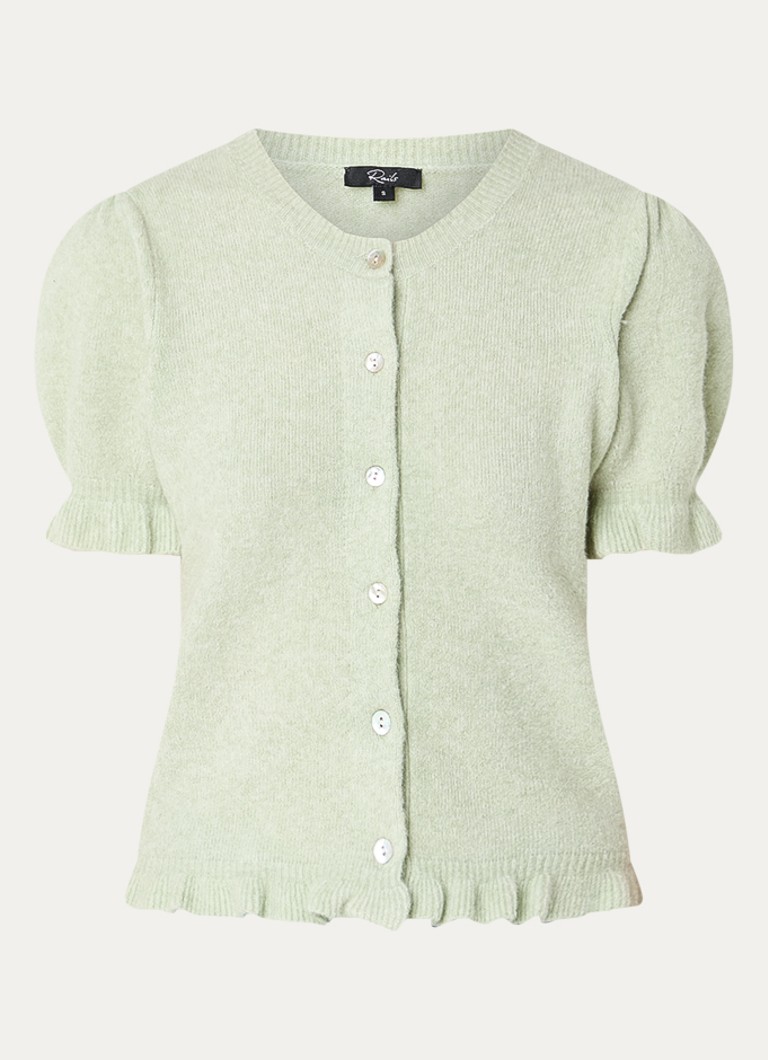 Rails Dames Grofgebreid vest in wolblend met ronde hals in de kleur Lichtgroen