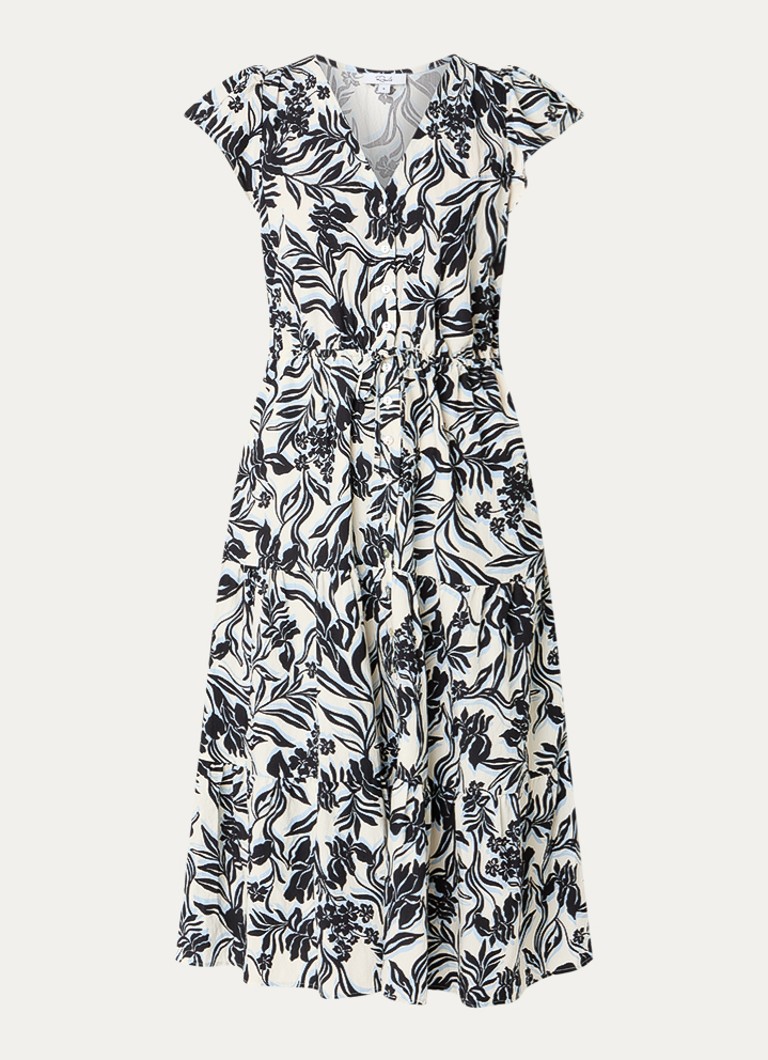 Rails Dames Midi jurk met bloemenprint en steekzakken in de kleur Zwart