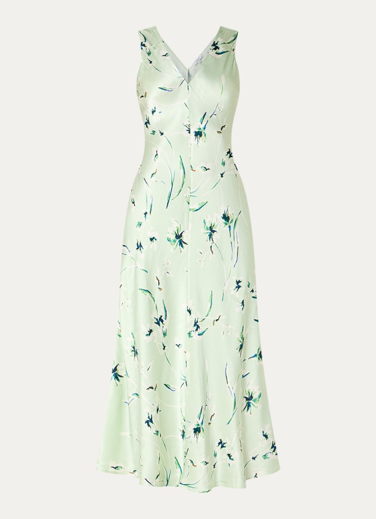 Rails Dames Camellia maxi jurk van satijn met print in de kleur Mint
