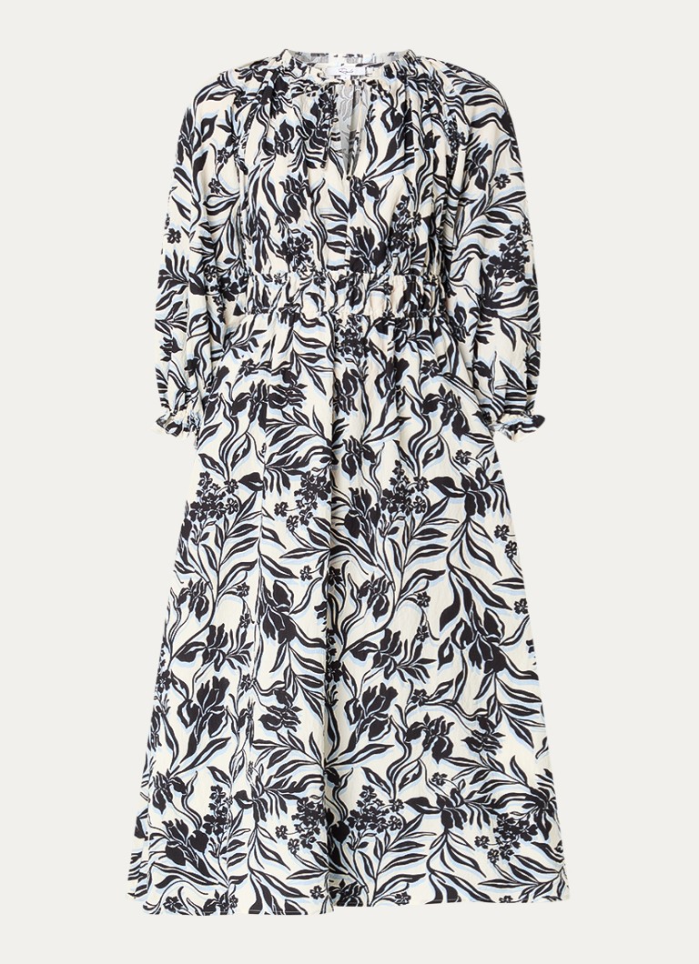 Rails Dames Matia maxi jurk met ballonmouw en print in de kleur Gebroken wit