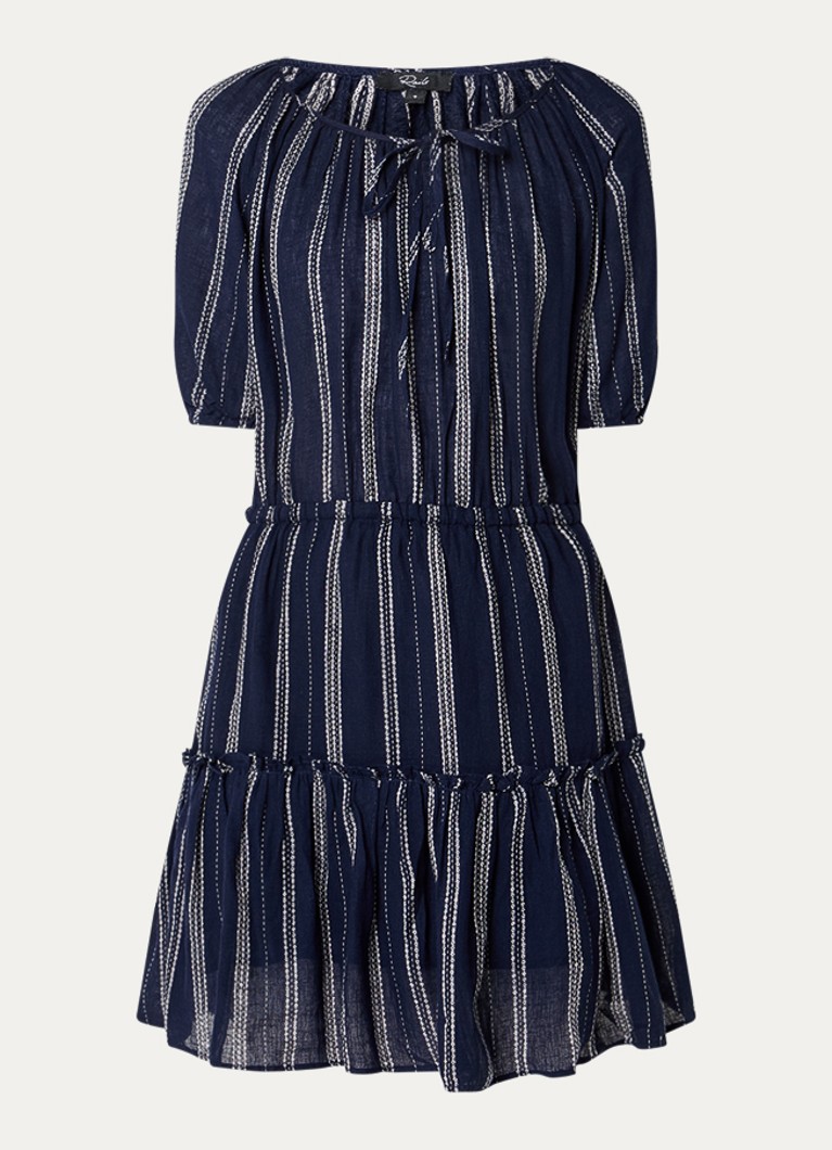 Rails Dames Mini tuniekjurk met streepprint en V-hals in de kleur Donkerblauw