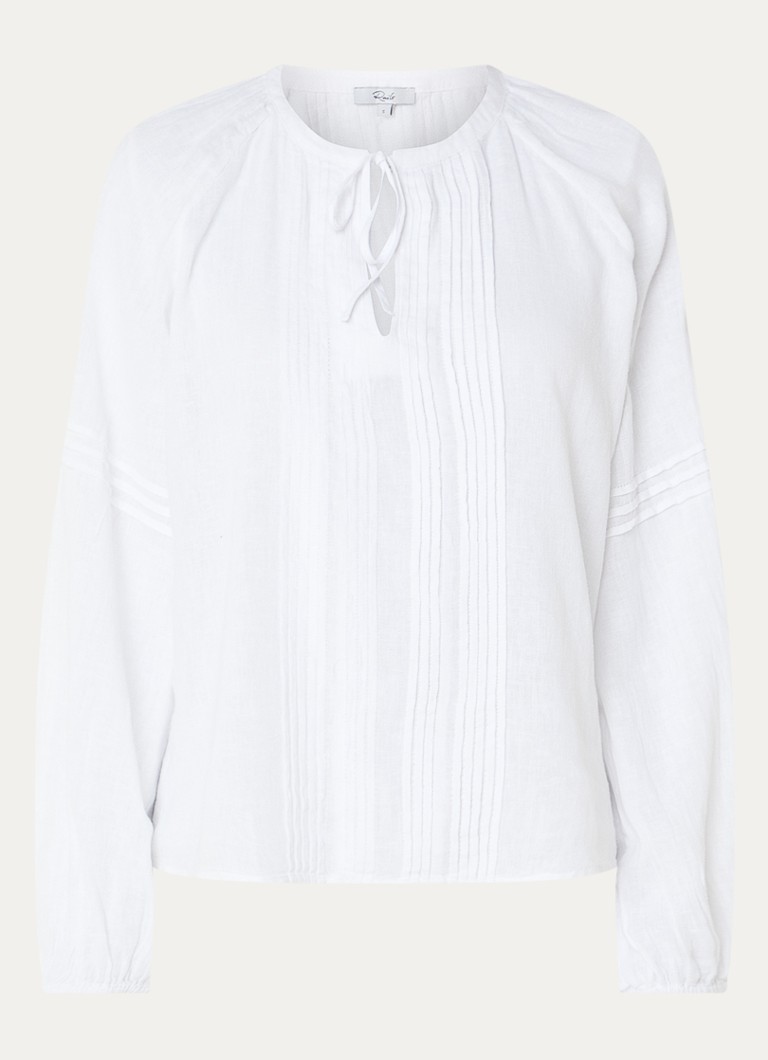 Rails Dames Naples blouse in linnenblend met V-hals in de kleur Wit