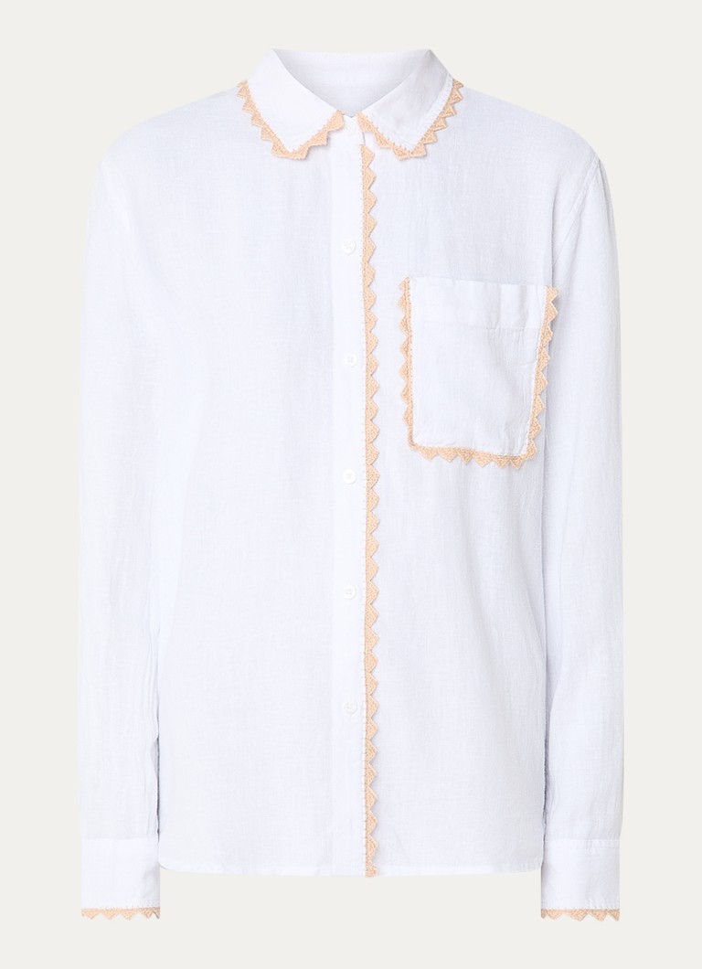 Rails Dames Saya blouse in linnenblend met crochet detail in de kleur Wit