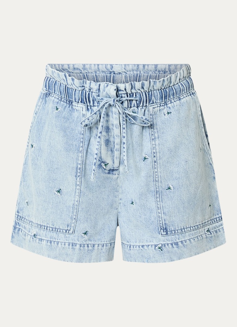 Rails Dames Mid waist straight fit korte broek met steekzakken in de kleur Indigo