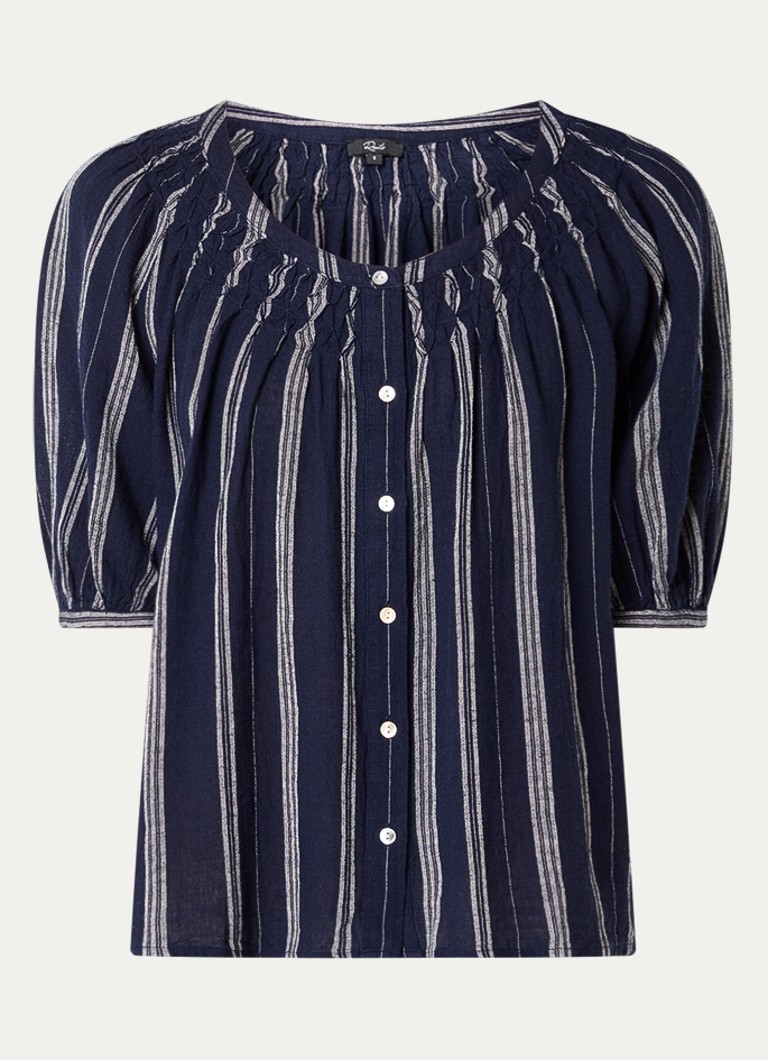 Rails Dames Rix blouse in linnenblend met streepprint in de kleur Donkerblauw