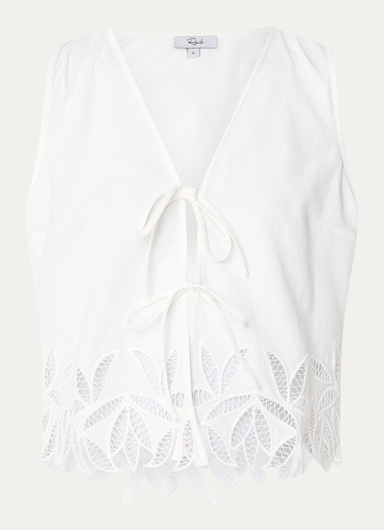 Rails Dames Oregon top met broderie en geknoopt detail in de kleur Wit