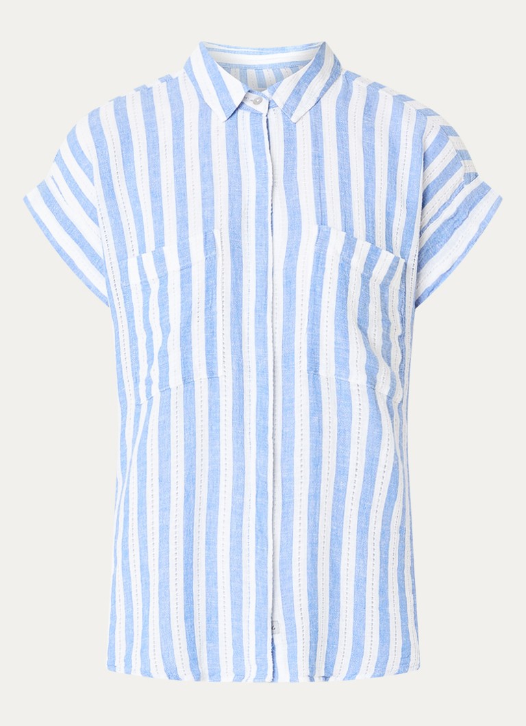 Rails Dames Cito blouse in linnenblend met streepprint in de kleur Blauwgrijs