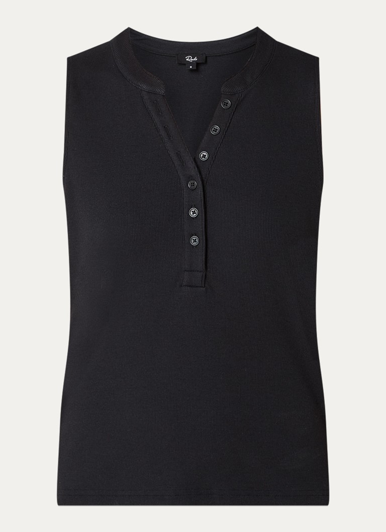 Rails Dames Mayla tanktop met ribstructuur in de kleur Zwart