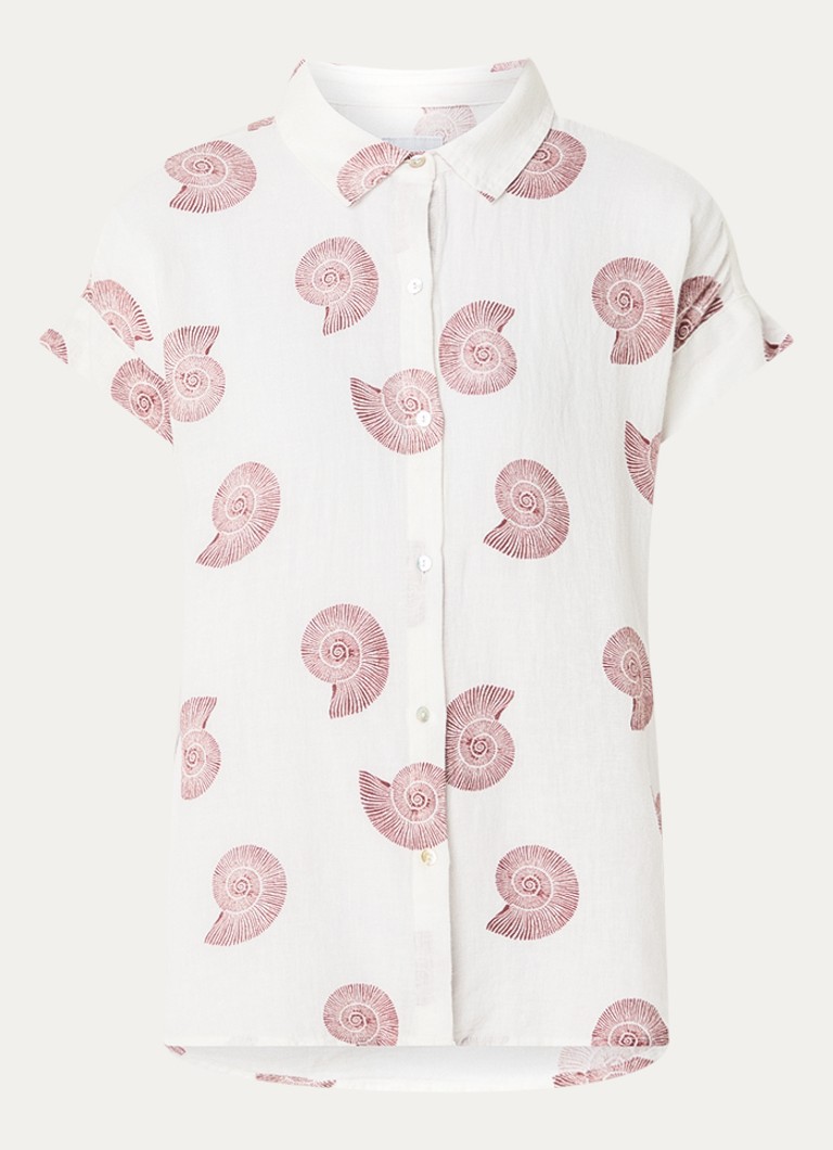 Rails Dames Farrah blouse in linnenblend met print in de kleur Gebroken wit