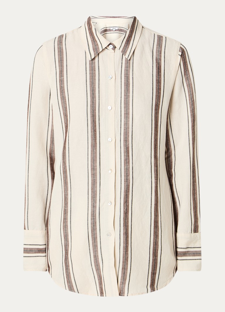 Rails Dames Knox blouse met streepprint in linnenblend in de kleur Creme