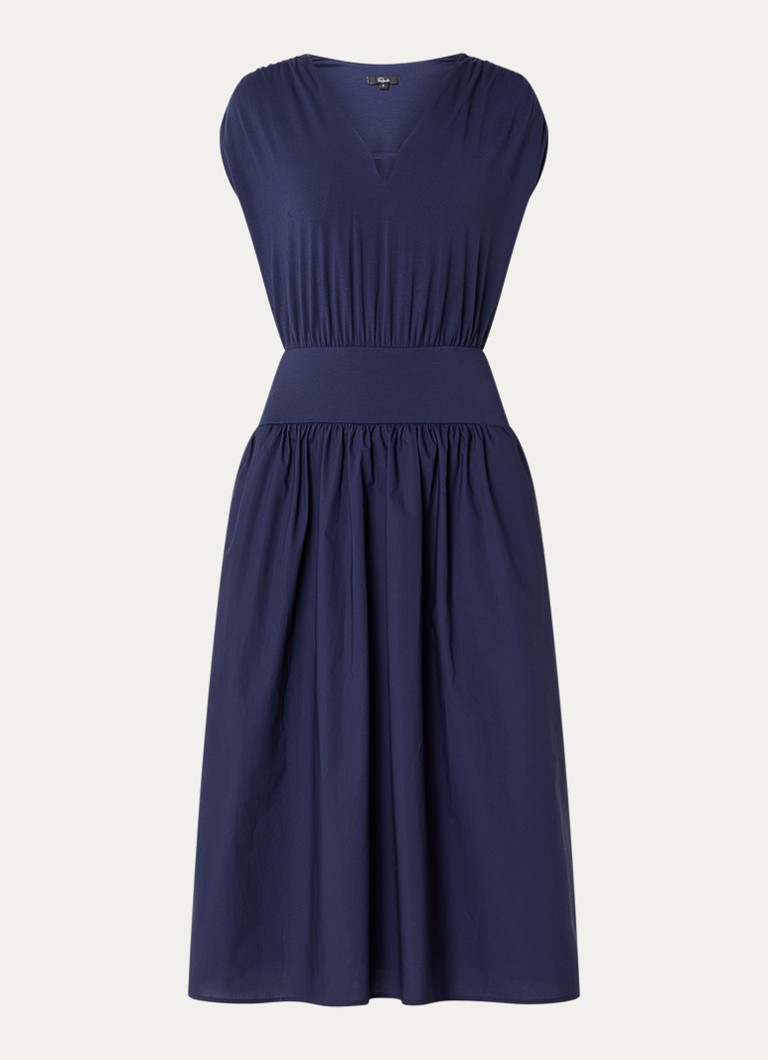 Rails Dames Darla midi jurk met ruches en V-hals in de kleur Donkerblauw