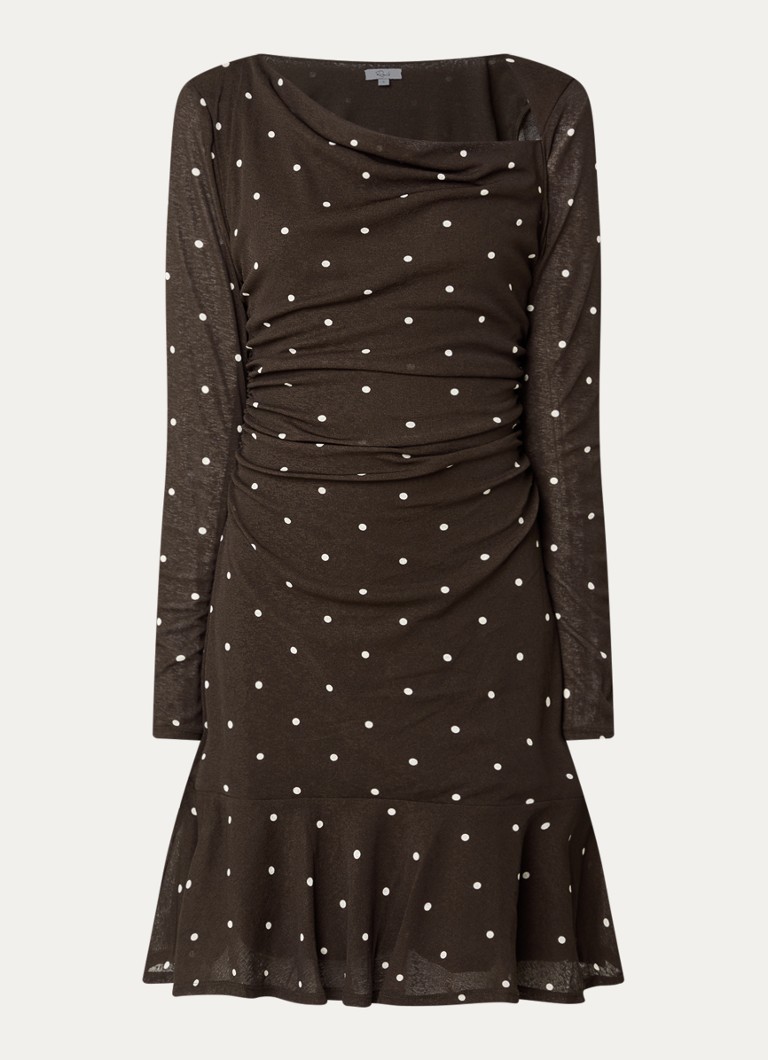 Rails Dames Celano mini juk met stippenprint en ruches in de kleur Donkerbruin