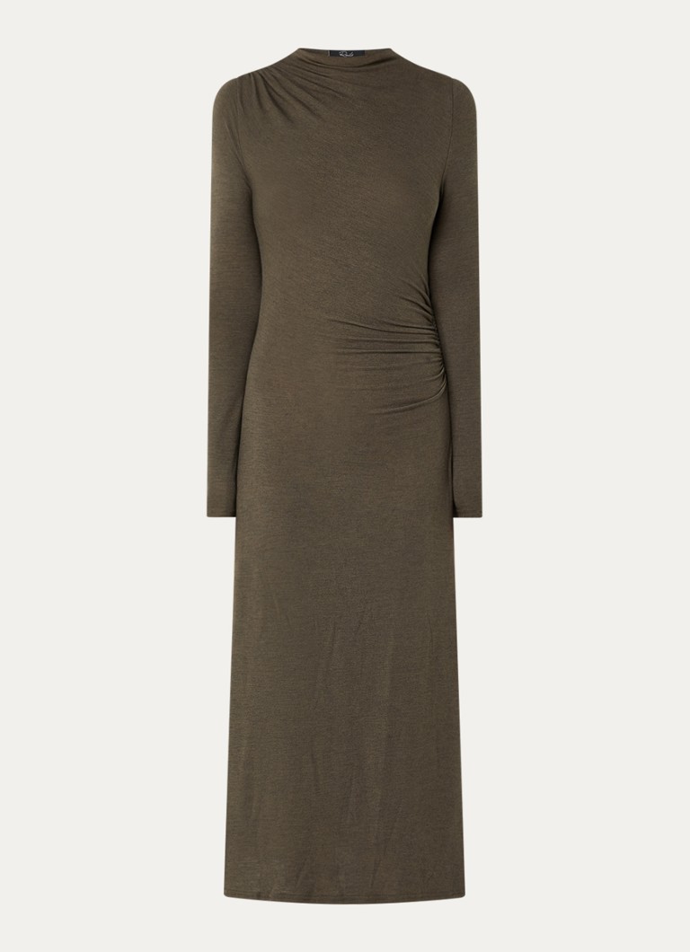 Rails Dames Margaret fijngebreide maxi jurk met plooidetail in de kleur Olijfgroen
