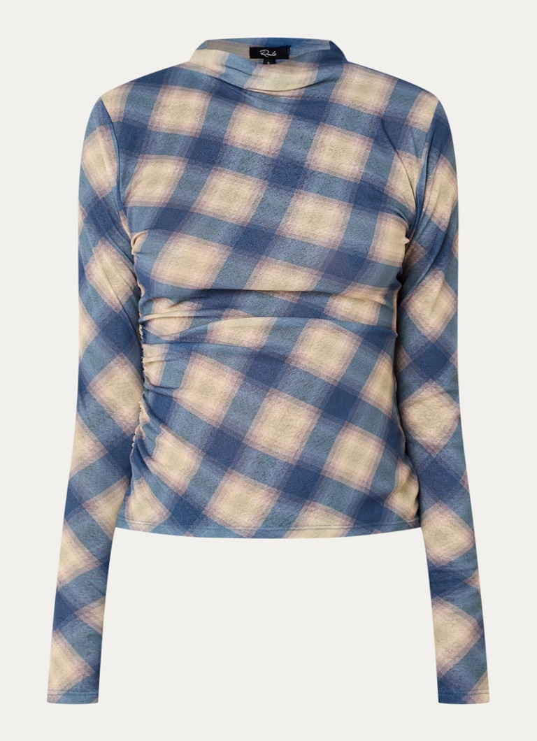 Rails Dames Joelle semi-transparante top met ruitdessin in de kleur Blauwgrijs