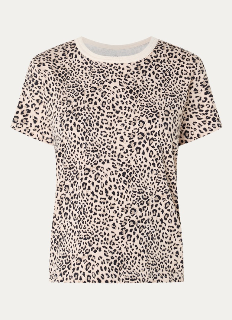 Rails Dames Girlfriend T-shirt met panterprint in de kleur Creme