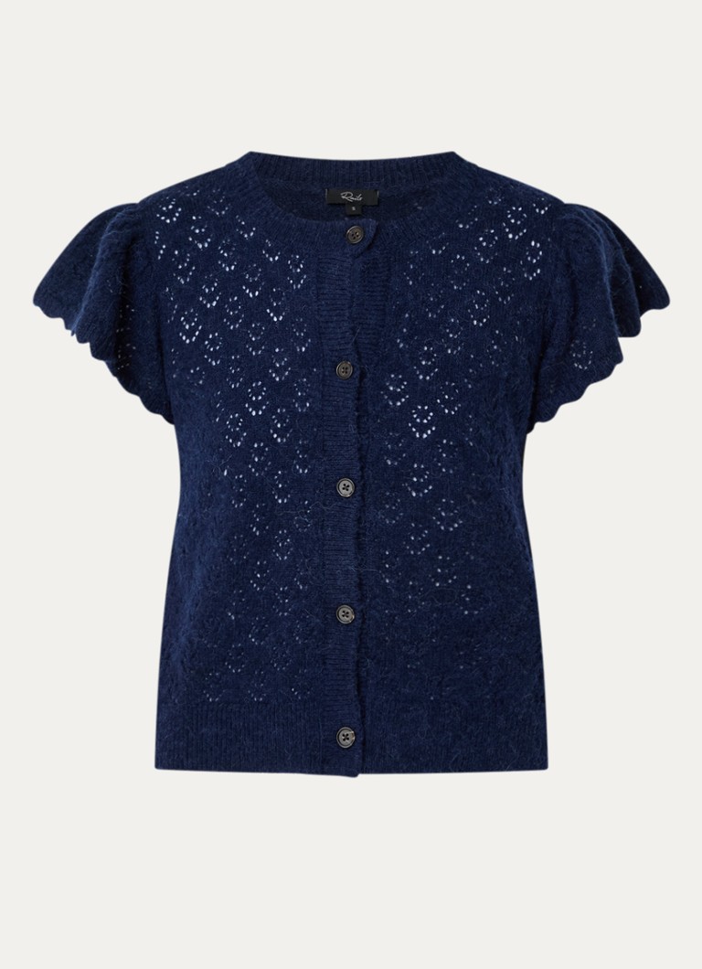 Rails Dames Meeka grofgebreid vest in alpaca wolblend met opengewerkt dessin in de kleur Donkerblauw