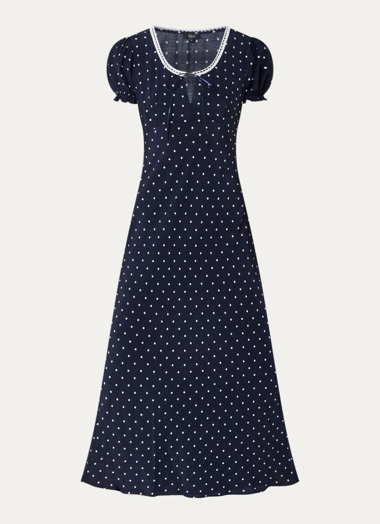 Rails Dames Allison midi jurk met stippenprint en keyhole in de kleur Donkerblauw