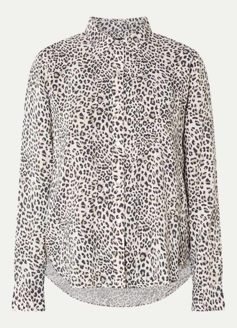 Rails Dames Josephine blouse met panterprint in de kleur Gebroken wit