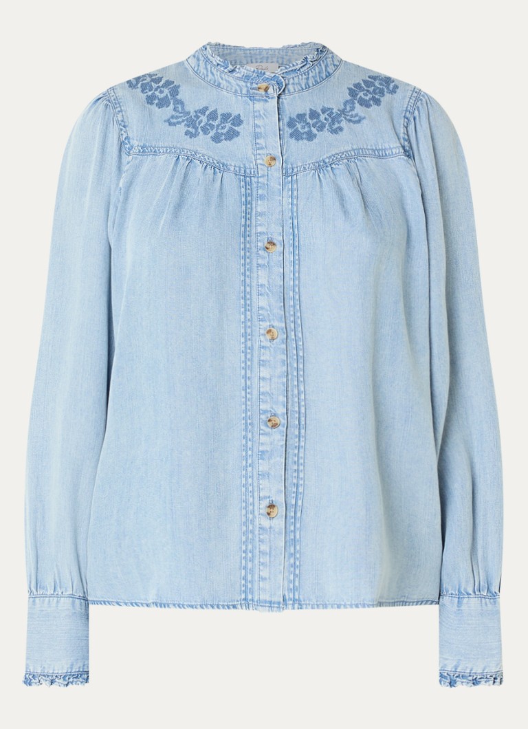 Rails Dames Alanna blouse van chambray met bloemborduring in de kleur Indigo