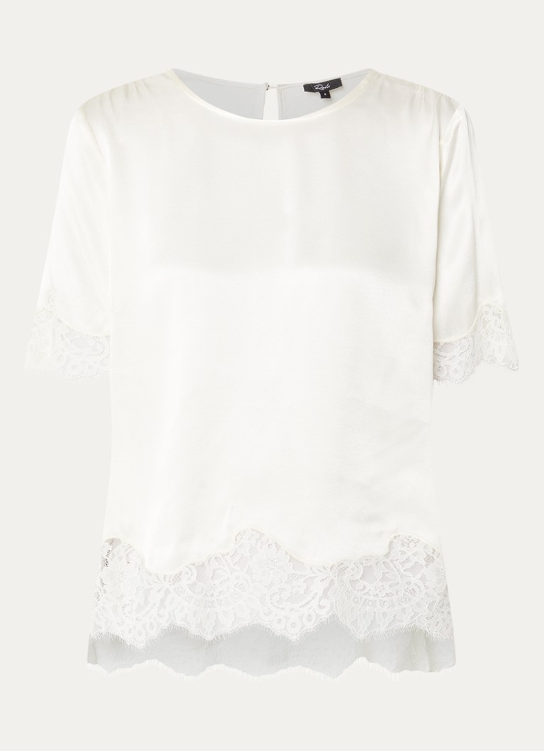 Rails Dames Sonora top van satijn met details van kant in de kleur Gebroken wit