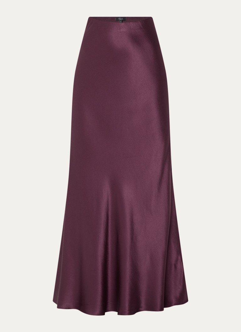 Rails Dames Romina maxi kokerrok van satijn in de kleur Aubergine
