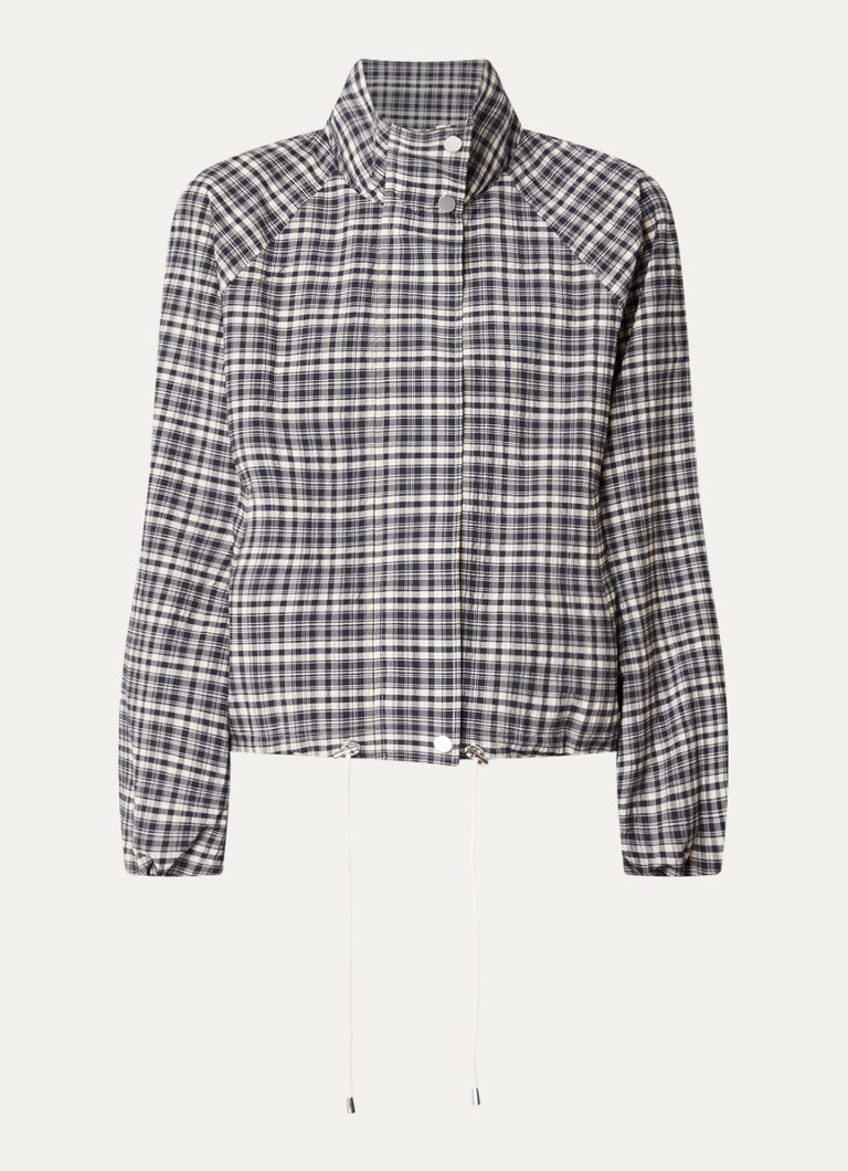 Rails Dames Blake jack met ruitdessin en steekzakken in de kleur Donkerblauw