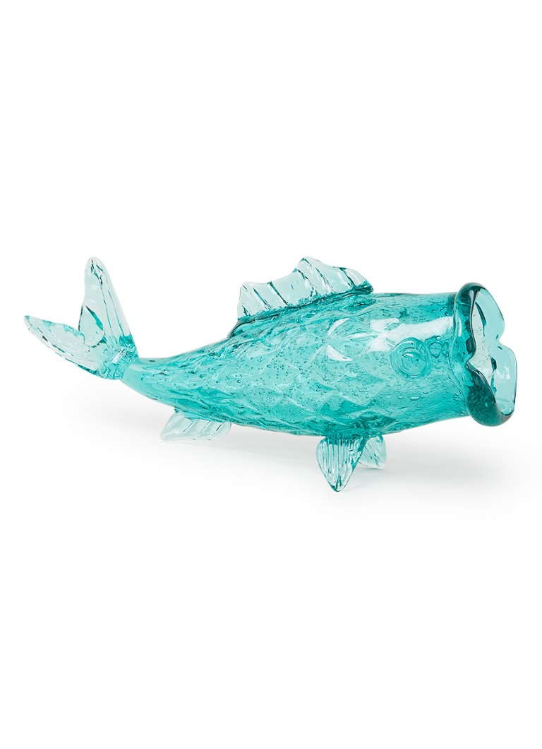 POLSPOTTEN Fish decoratieve pot 24 cm Turquoise - Deal