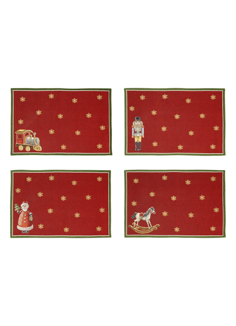 Villeroy & Boch Toy's Delight placemat 32 x 48 cm set van 4 Kersenrood - Deal