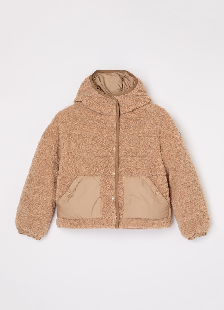 Moncler Meisjes Audieu jack van teddy met capuchon in de kleur Camel, maat: 104