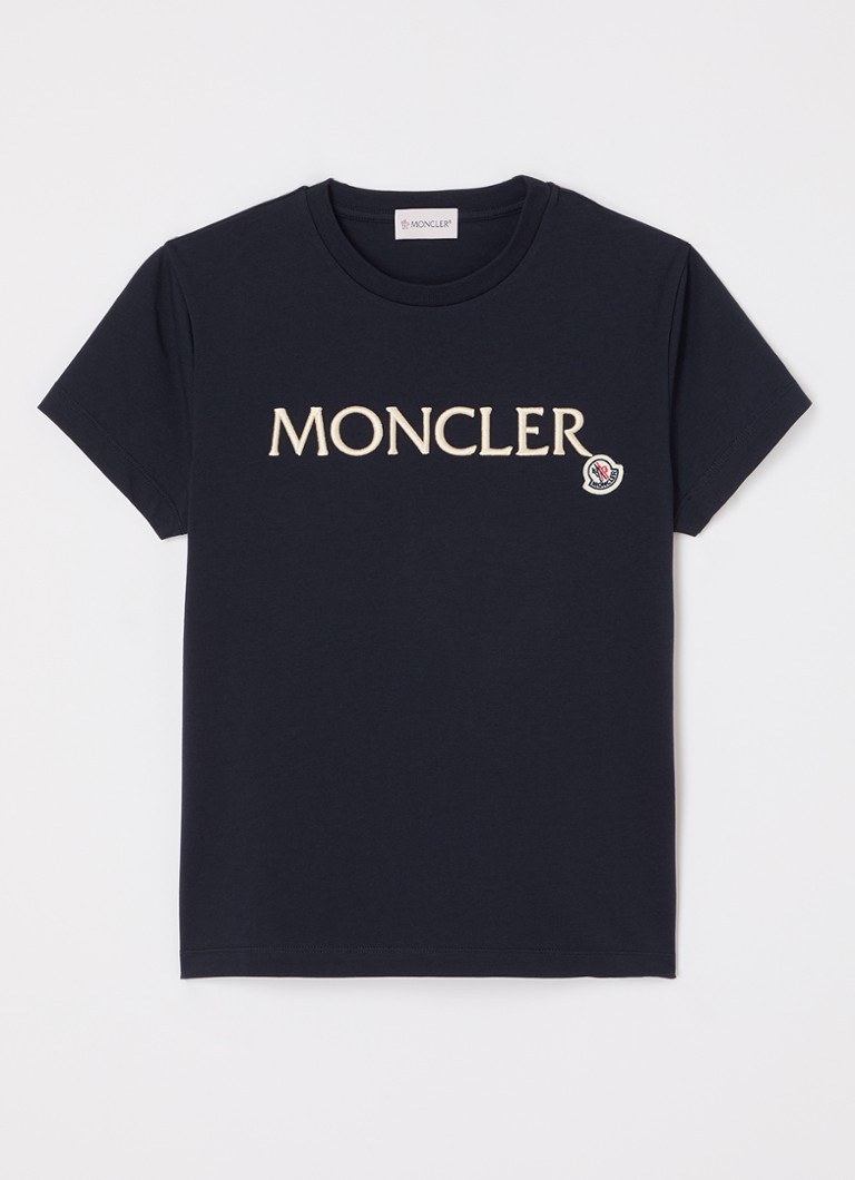 Moncler Meisjes T-shirt met logoborduring in de kleur Donkerblauw, maat: 152