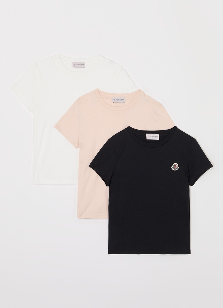Moncler Meisjes T-shirt met logoborduring in 3-pack in de kleur Lichtroze, maat: 152
