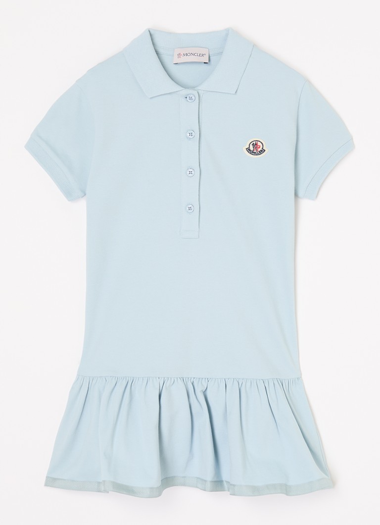Moncler Meisjes Polojurk van piqué katoen in de kleur Lichtblauw, maat: 10A