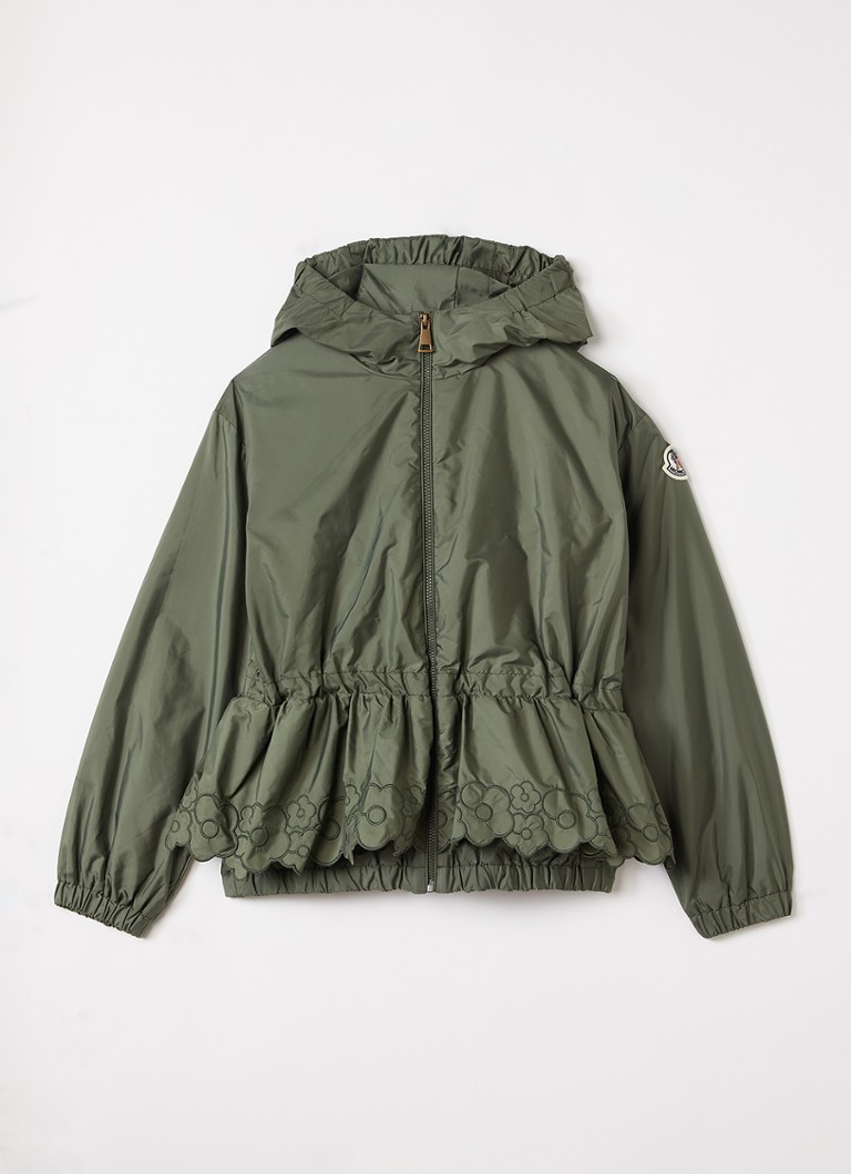 Moncler Meisjes Manolya jack met steekzakken in de kleur Bronsgroen, maat: 10A=140