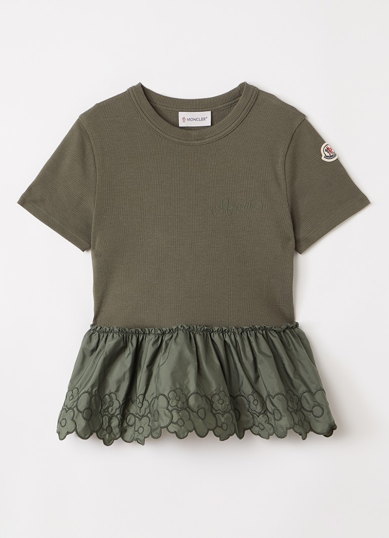 Moncler Meisjes T-shirt met volant in de kleur Legergroen, maat: 12A=152