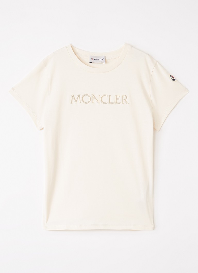 Moncler Meisjes T-shirt met logoborduring in de kleur Gebroken wit, maat: 6A=116