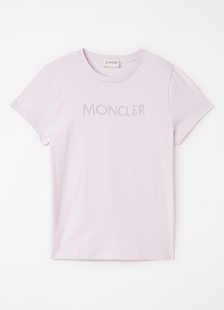 Moncler Meisjes T-shirt met logoborduring in de kleur Lila, maat: 14A=164