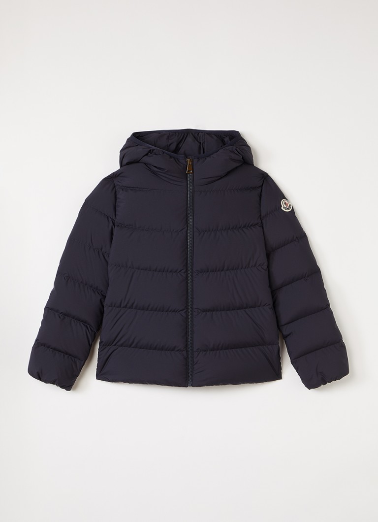 Moncler Beulah pufferjack met donsvulling en steekzakken in de kleur Donkerblauw, maat: 8A=128
