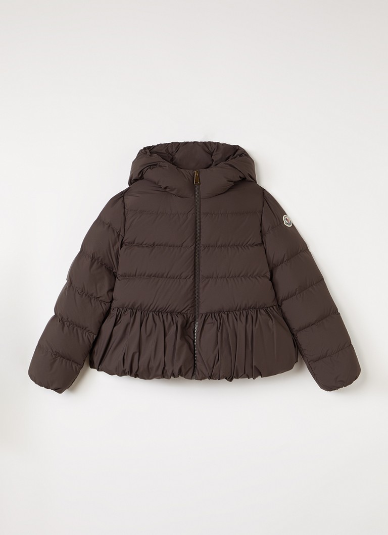Moncler Meisjes Elizaveta gewatteerde jas met peplum en donsvulling in de kleur Donkerbruin, maat: 14A=164