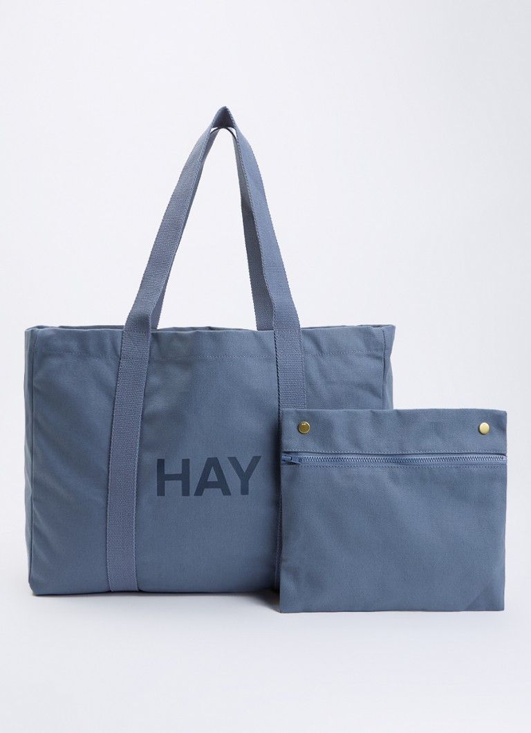 Hay Dames Shopper met logo in de kleur Staalblauw, maat: Medium