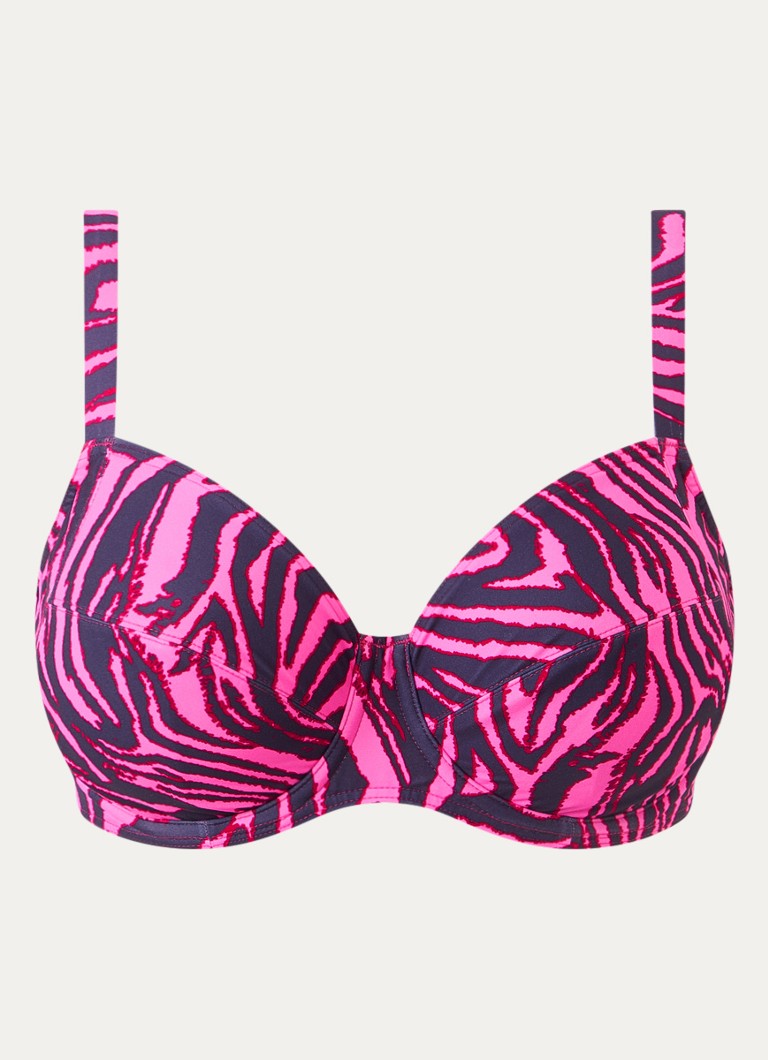 PrimaDonna Dames Malabo bikinitop met beugel en zebraprint in de kleur Roze