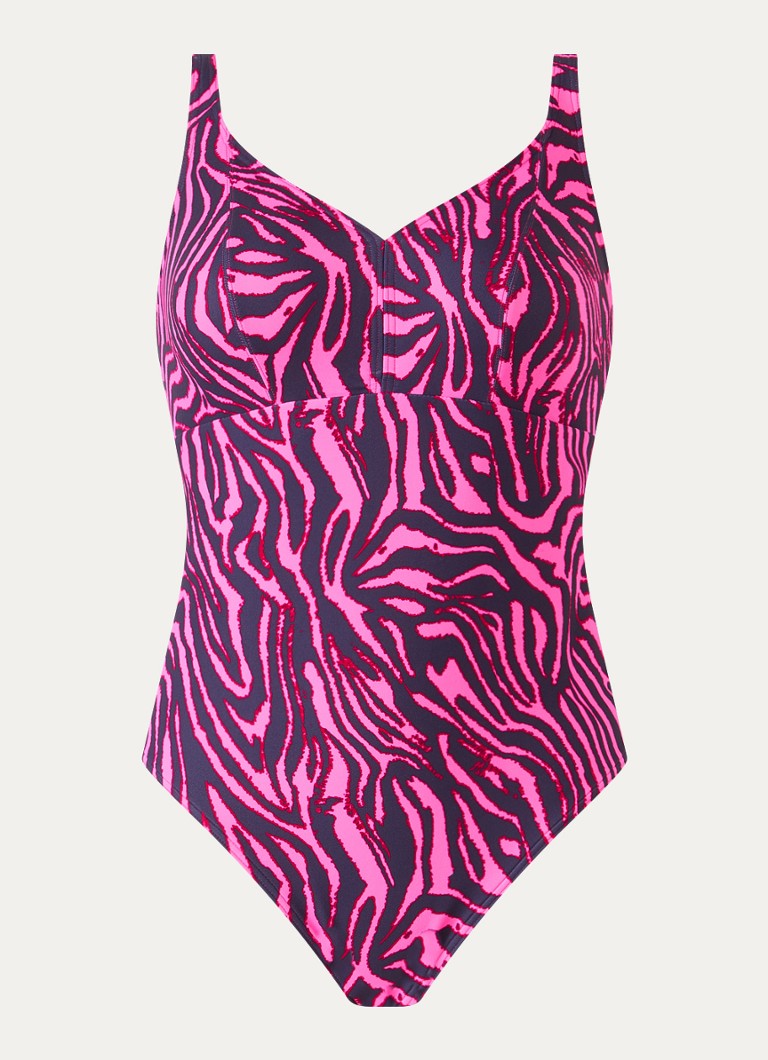 PrimaDonna Dames Malabo badpak met print in de kleur Donkerroze