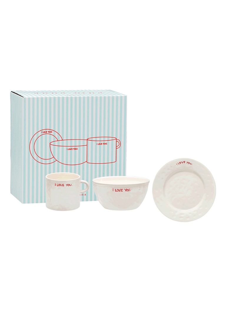 Anna + Nina I Love You Breakfast serviesset 3-delig Multicolor