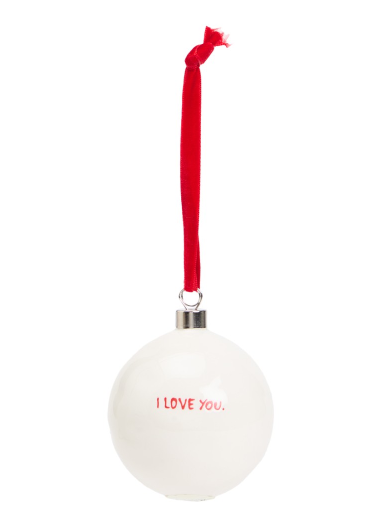 Anna + Nina I Love You kerstbal 10 cm Wit - Deal